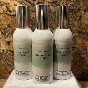 3) “CLEAN HOUSE VIBES” Concentrated Room Spray, ea: 1.5 oz / 42.5 g, BBW/WB, NWT